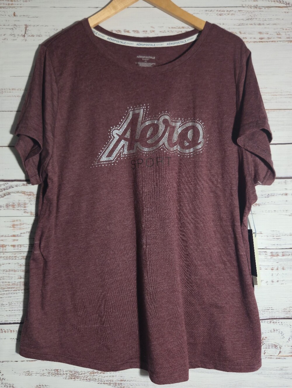 Aeropostale Sport Maroon Short Sleeve T-Shirt Women's Size 2X